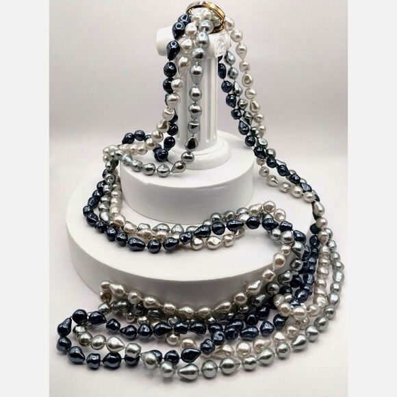 Vintage Natural Stone, Glass Beads, Mixed Medium Bracelet, Necklaces, 5 pieces - Picture 2 of 9